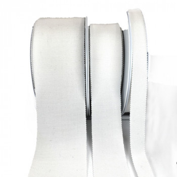 1084  White Grosgrain 100% cotton : 3 Sizes. Sold by the Yard