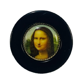 1151C Mona Lisa Collectible Gallery Portrait  Button   1-1/4"