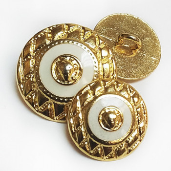17-554 Gold Metal Button with White Epoxy, 2 Sizes