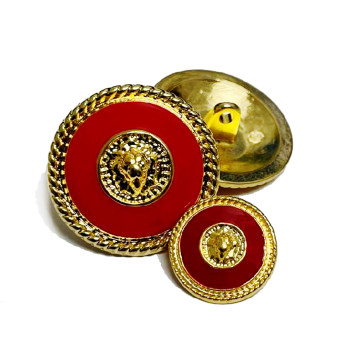 MX549 Vintage Gold and Red Lion's Head Button, 2 Sizes