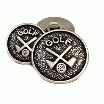 17-623  Ant. Silver Golf button Blazer Button, 2 Sizes