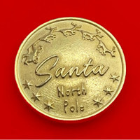 1882 Gold Santa Claus Button,  1-1/8" 