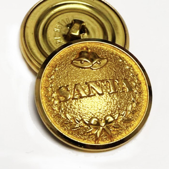1884 Gold Santa Claus Button,  1-1/8" 