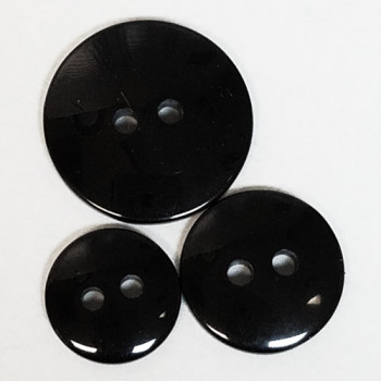 BB-101D Polished Black 2-Hole Button, 6 Sizes - Priced by the Dozen