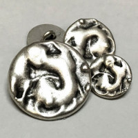 M-080 - Antique Silver Metal Button - 3 Sizes