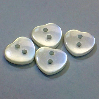 P-8324-D Pearl Heart Button, Priced by the Dozen