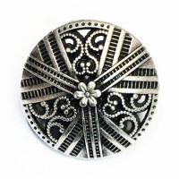 M-028A - Antique Silver Metal Fashion Button - 3 Sizes