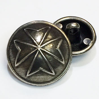 M-035-Antique Silver Metal Cross Button, 2 Sizes