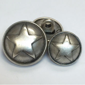 M-150 - Domed Star Metal Button - 2 Sizes