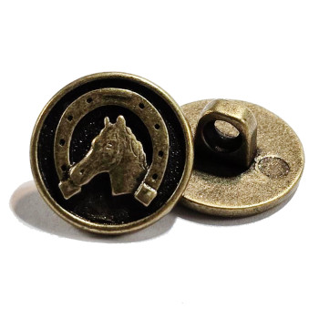 241201  Antique Gold Metal Horseshoe Western Button - 15mm