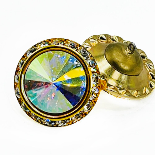 2951 - Rondelle Style Rhinestone Button with Czech AB Crystal Rivoli ...