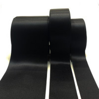300 Col. 014 Black, Stephanoise Double-face Satin Ribbon, 7 Sizes - Sold by the yard