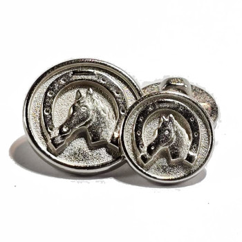 300129 Silver with Equestrian Horse Western Button - 2 Sizes