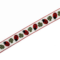 40927 Embroidered Jacquard Ribbon with Ladybug Pattern, 3/4" - Sold by the Yard