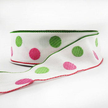 42066 - Col. 1 - Polka Dot Pattern Grosgrain Ribbon, 1-1/2" - Sold by the Yard 42066 - Col. 1 - Polka Dot Pattern Grosgrain Ribbon, 1-1/2" - Sold by the Yard
