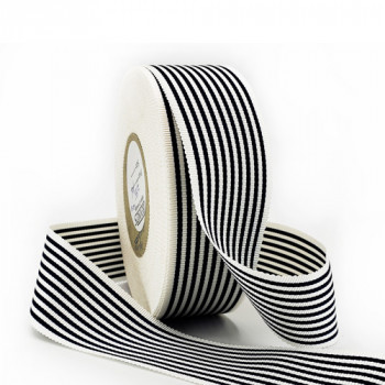 47031 Black and White Stripe Grosgrain Ribbon, 1-1/4" - Sold by the Yard