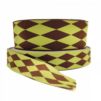 5-13 Col 14 Harlequin Brown/Green Jacquard-1/2" 7/8", 1 1/2" - by the yard 5-13 Col 14 Harlequin Brown/Green Jacquard-1/2" 7/8", 1 1/2" - by the yard
