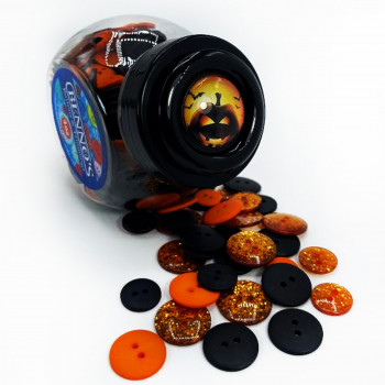 703 Jar - Halloween-Themed Mixed Buttons with Collectible Top
