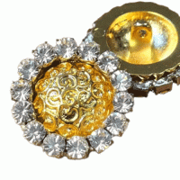 7926RH  Gold Center  Rhinestones rim  , 1 inch
