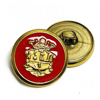 80021R  Gold with Red Epoxy Metal Button, 2 Sizes