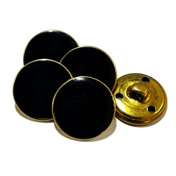 80028D Gold with Black Epoxy Button  Metal Button, 13/16"