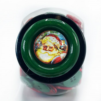 803 Jar - Christmas-Themed  Mixed Buttons with Collectible Top