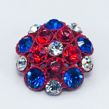 9183TA3 -Red White And Blue Enameled Base Button 1"