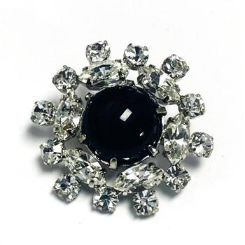 9194BK Crystal Rhinestones Black And Silver  1-3/8"