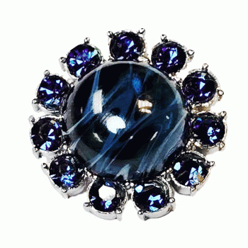 9194RH Navy Opal Glass Center with Navy Rhinestones, 1-1/8" 