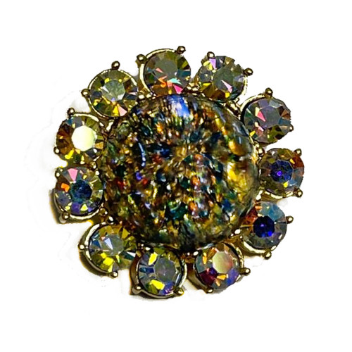 9196RH Opal Glass Center with AB Crystal Stones, 11/8"