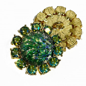 9197RH Green Opals Glass  Center AB Peridot Stone, 1-1/8"