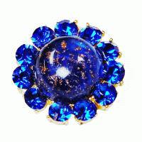 9199RH Royal Blue Opal Glass Center with Blue Rhinestones, 1-1/8" 