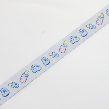 9306  Jacquard Ribbon in Baby Shoes and Bottles Motif, 3/4" - Sold by the Yard