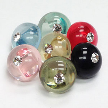 A-5314 Acrylic Button with Rhinestone, 10mm - 7 Colors