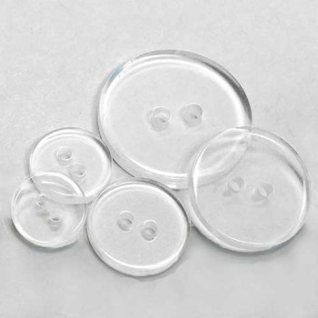 BC-03-D Clear 2-Hole Placket Button, Priced by the Dozen