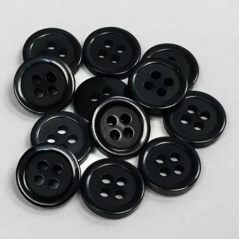 Black 4-hole Shirt Buttons, 3 Packages