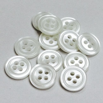 11mm Pearly Clear & White Chunky Plastic Shirt 4 Hole Button - Totally  Buttons