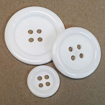 BL-500  4-Hole White Button --  5 Sizes, Priced per Dozen