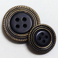 MTB-220 Antique Brass and Black Combo Button, 2 Sizes