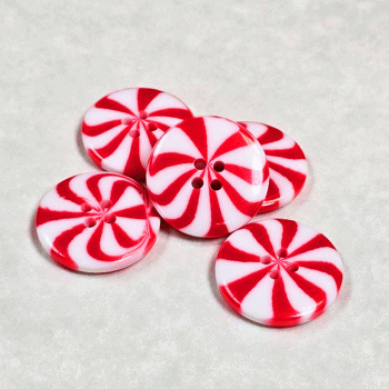 CH-2025 Christmas Candy cane button 1" set of 6