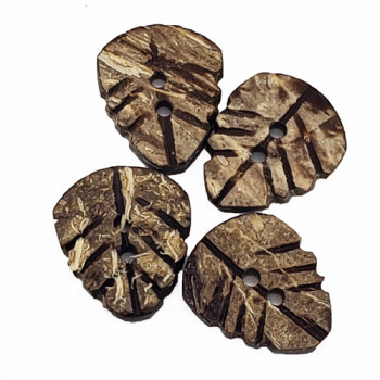 CO-520 - Carved Leaf Coconut Button, 7/8" - Color #1  