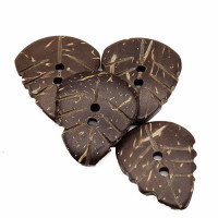 CO-520A - Carved Leaf Coconut Button, 1" - Color #2 