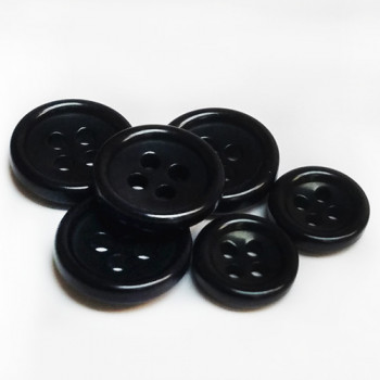 CZ-41 - Black Corozo Shirt Button - 3 Sizes, Priced by the Dozen