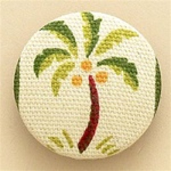 F1086-Green Palm Tree-Green Trim Button - 2 inches F1086-Green Palm Tree-Green Trim Button - 2 inches
