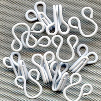 FSN-000-White Metal Hooks and Eyes, 2 Sizes - Sold in Sets of 10 