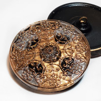 Vintage Button 3 beautiful black multi floral color design glass small size 12 nov 317 20 13 mm