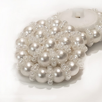 G-596 - Hand Beaded Button with White Pearls and Beads G-596 - Hand Beaded Button with White Pearls and Beads