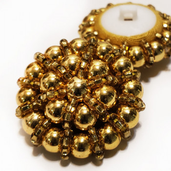 G-598 - Hand Beaded Gold Button, 1-1/8"