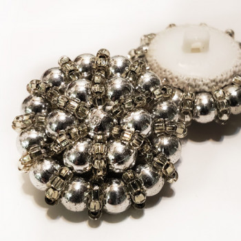 G-599 - Hand-Beaded Silver Button