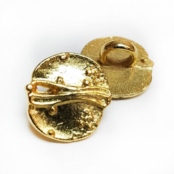 M-074-D Gold Metal Fashion Button, Priced per Dozen 